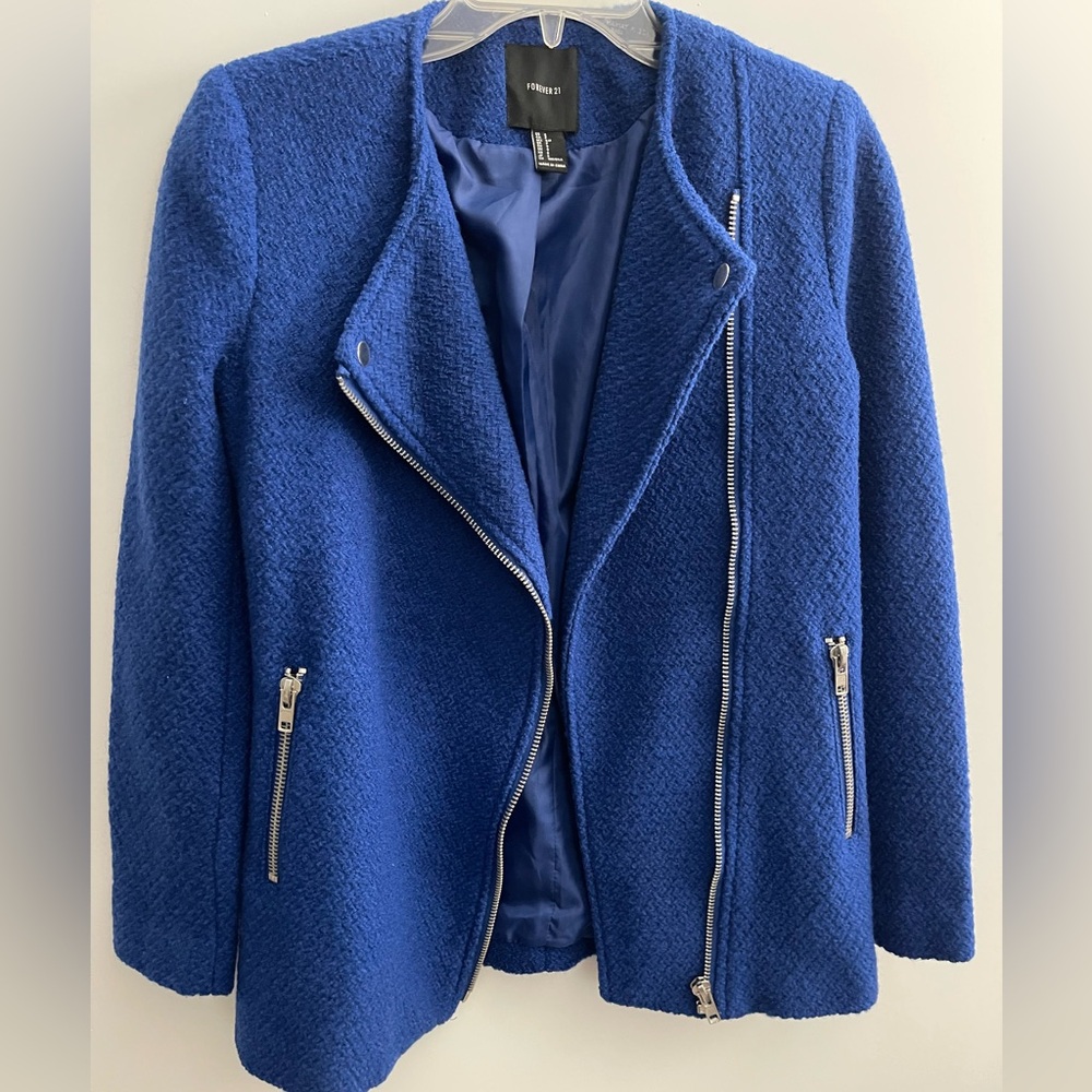 Forever 21 Women's Royal Blue Wool Jacket Size Small